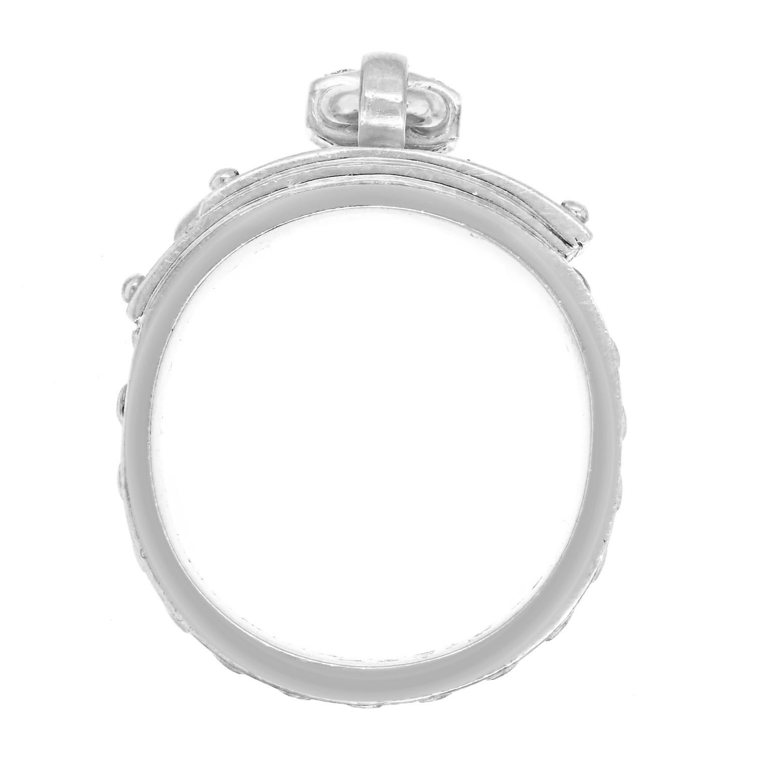 Hermes White Gold Diamond Kelly Cadenas Lock Ring 6