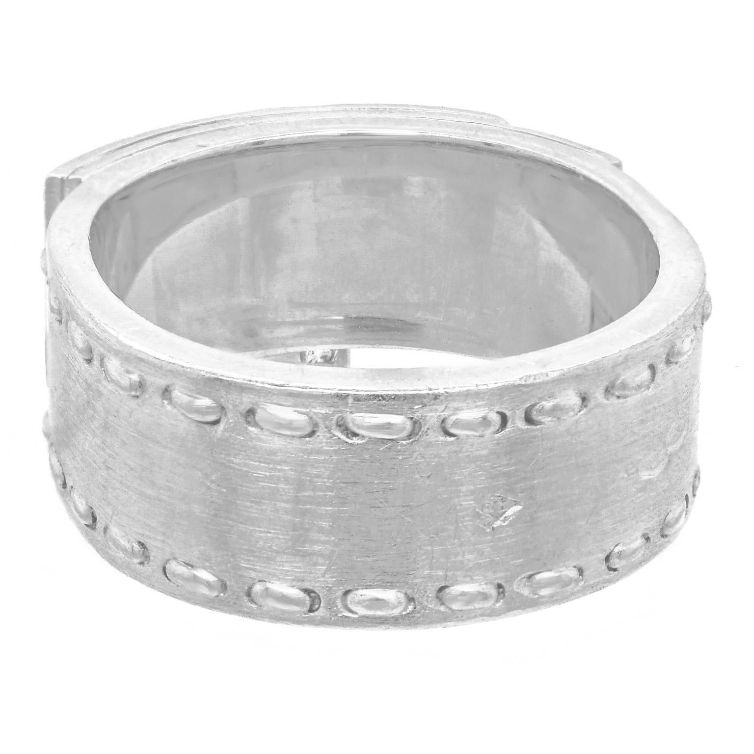 Hermes White Gold Diamond Kelly Cadenas Lock Ring 7