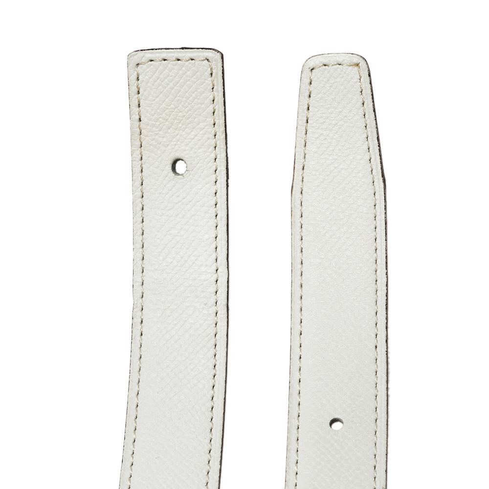 Women's Hermes White/Gold Epsom and Swift Leather Reversible Belt Strap Size 95 CM