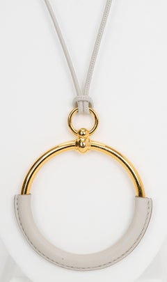 Hermès White Gold Leather Loop Necklace