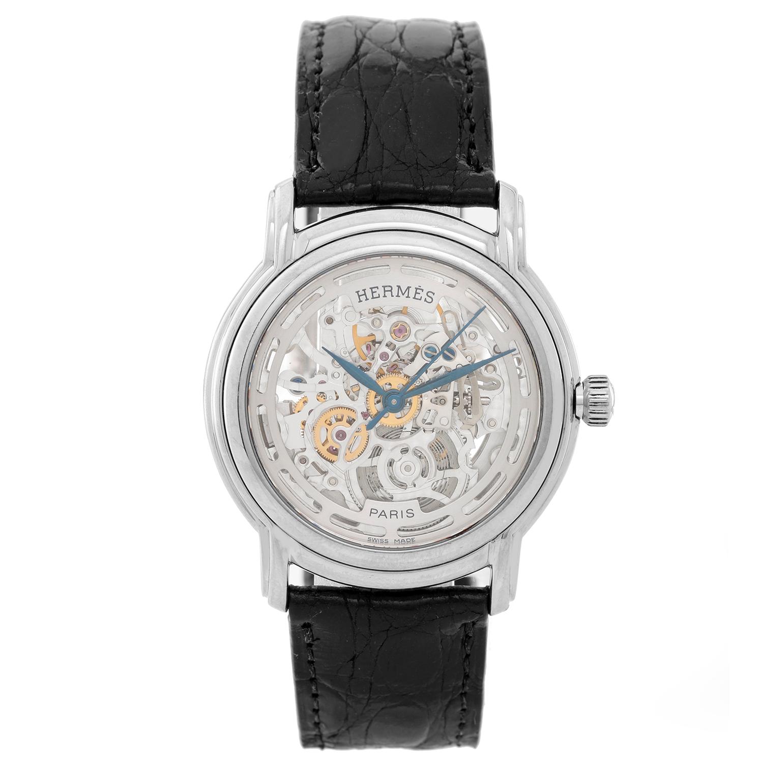 Hermes White Gold Sesame Skeleton Dial Automatic Wristwatch