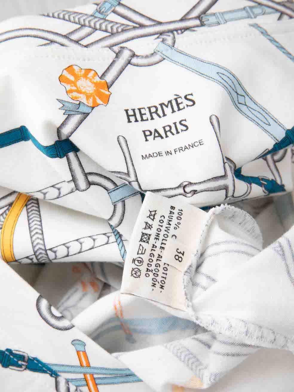 Hermès White Graphic Chain Print T-Shirt Größe M im Angebot 4