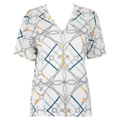 Hermès, maglietta grafica bianca con stampa a catena, taglia M. T. I.