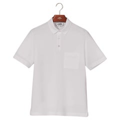 Hermes White H embroidered buttoned polo shirt Size L