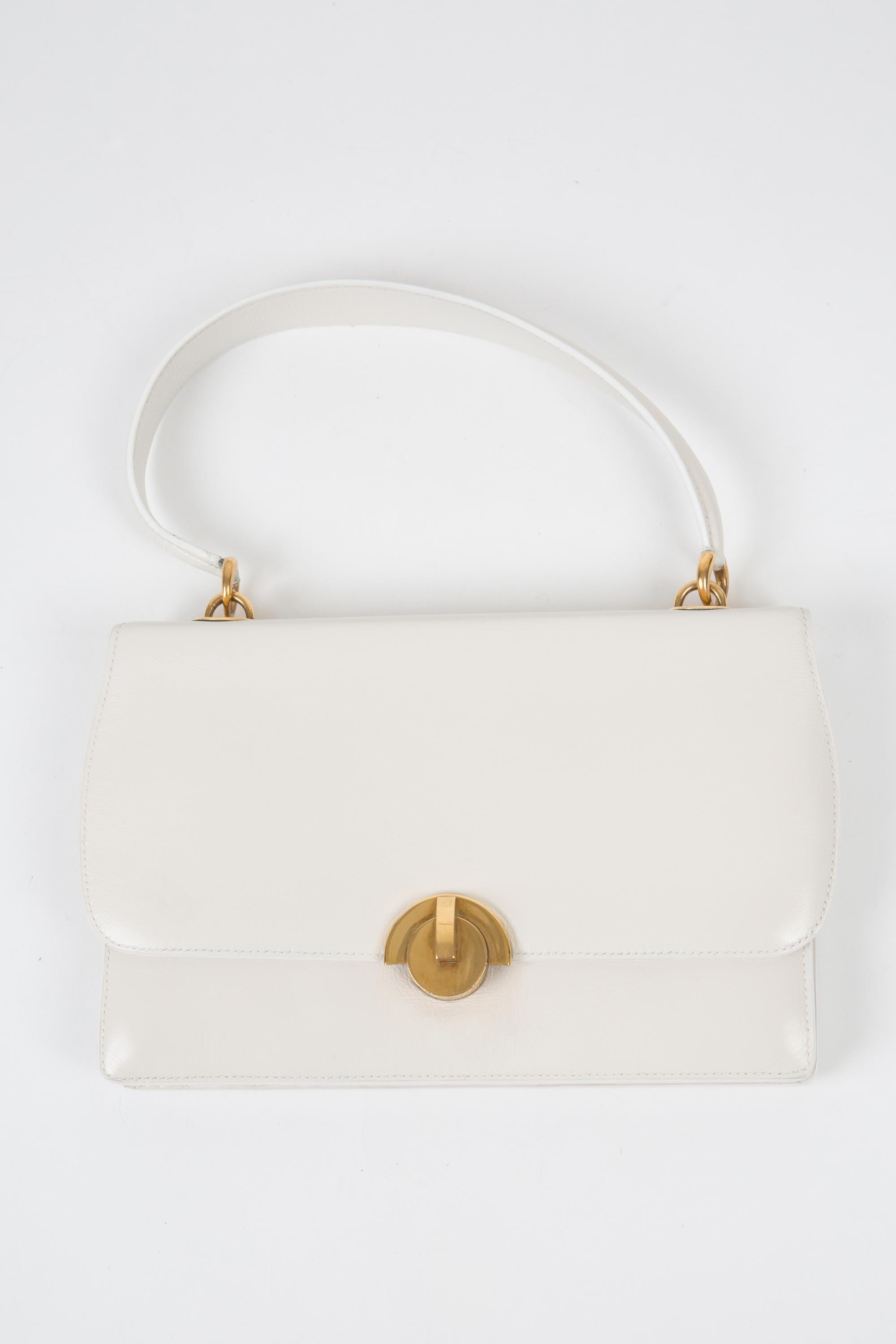 Hermes White Half Moon Calf Leather Bag 5