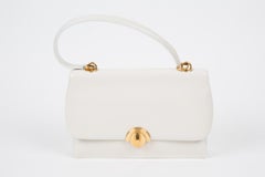 Hermes White Half Moon Calf Leather Bag