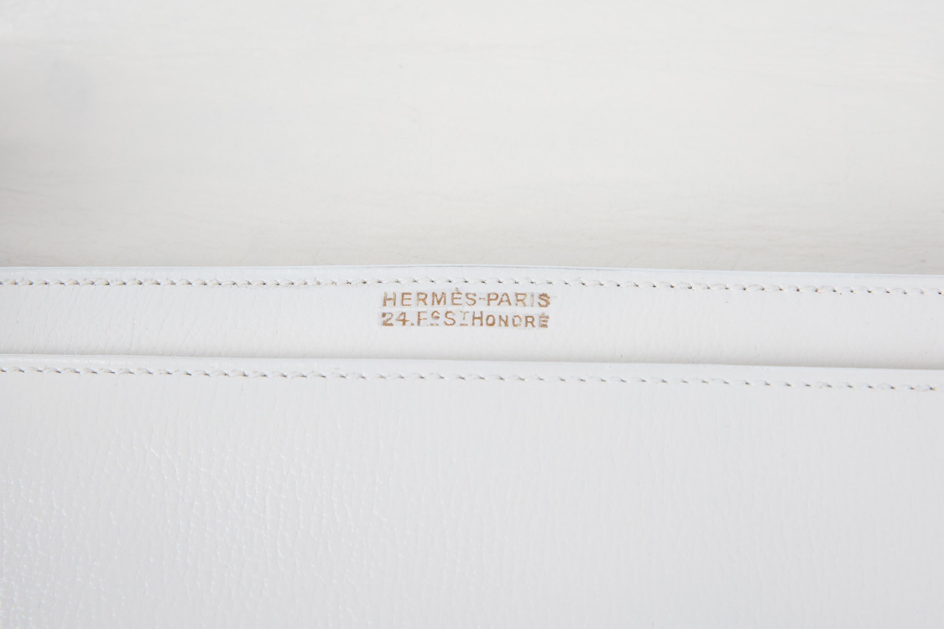 Hermes White Half Moon Calf Leather Bag 1