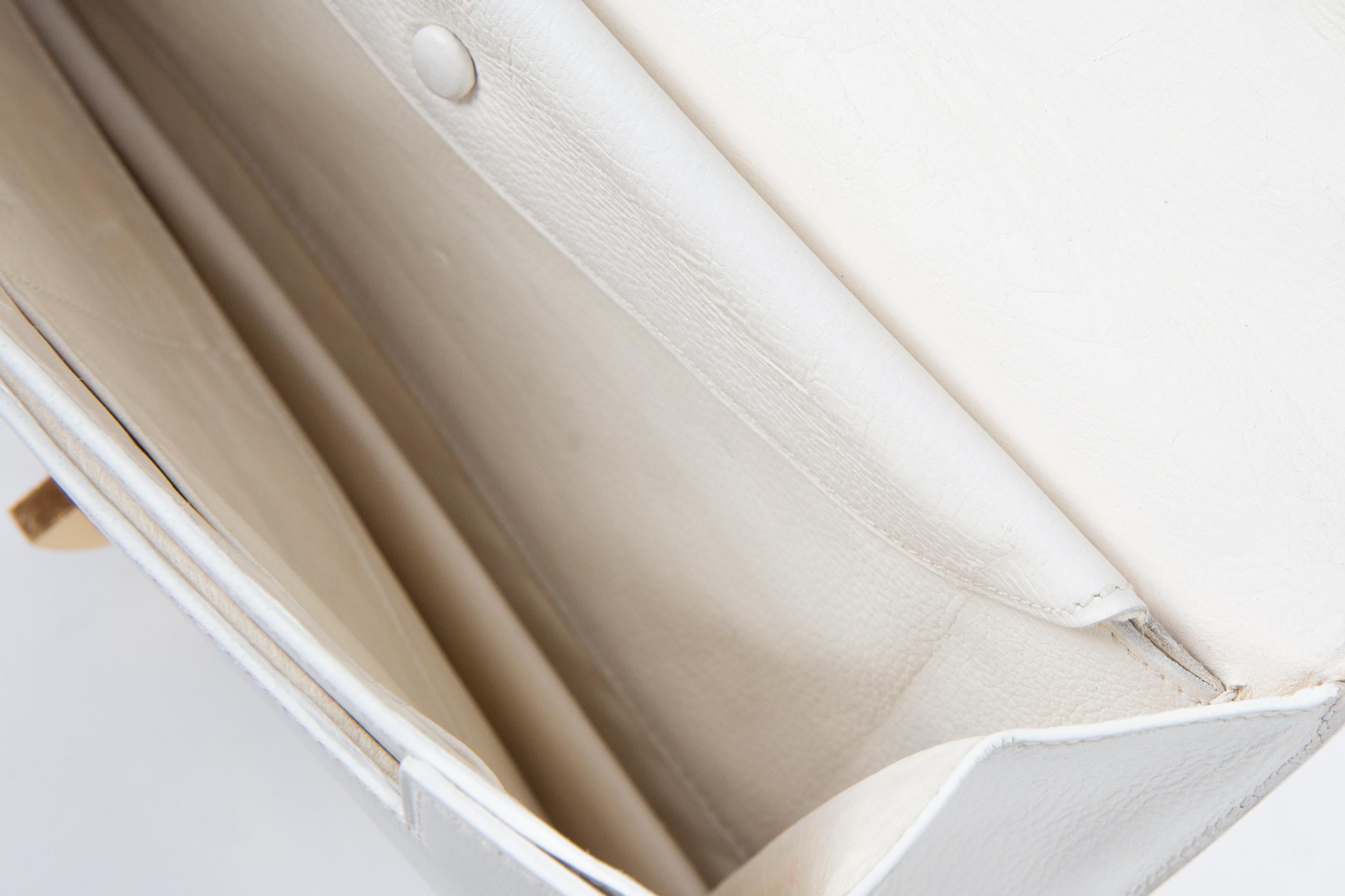Hermes White Half Moon Calf Leather Bag 2