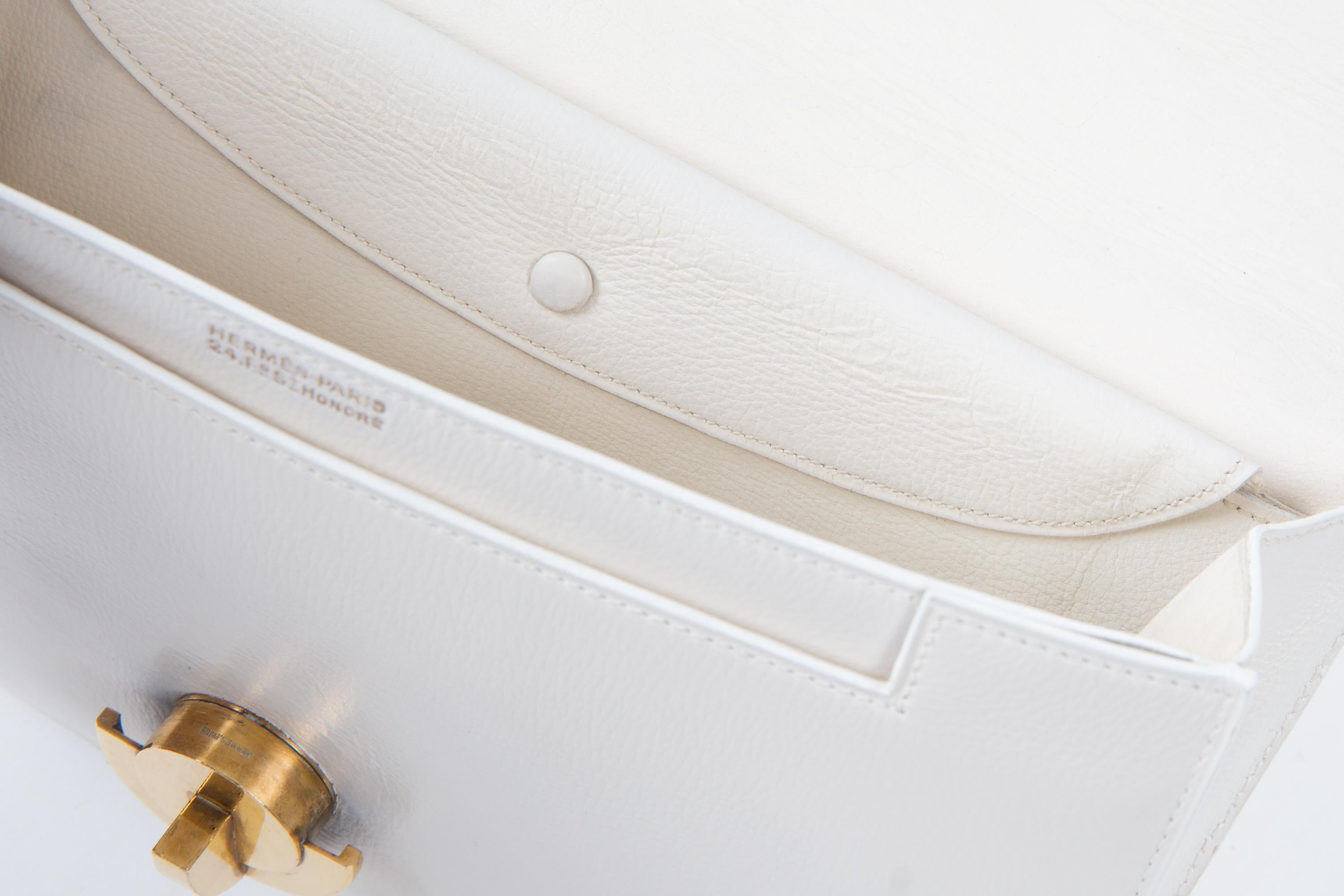 Hermes White Half Moon Calf Leather Bag 3