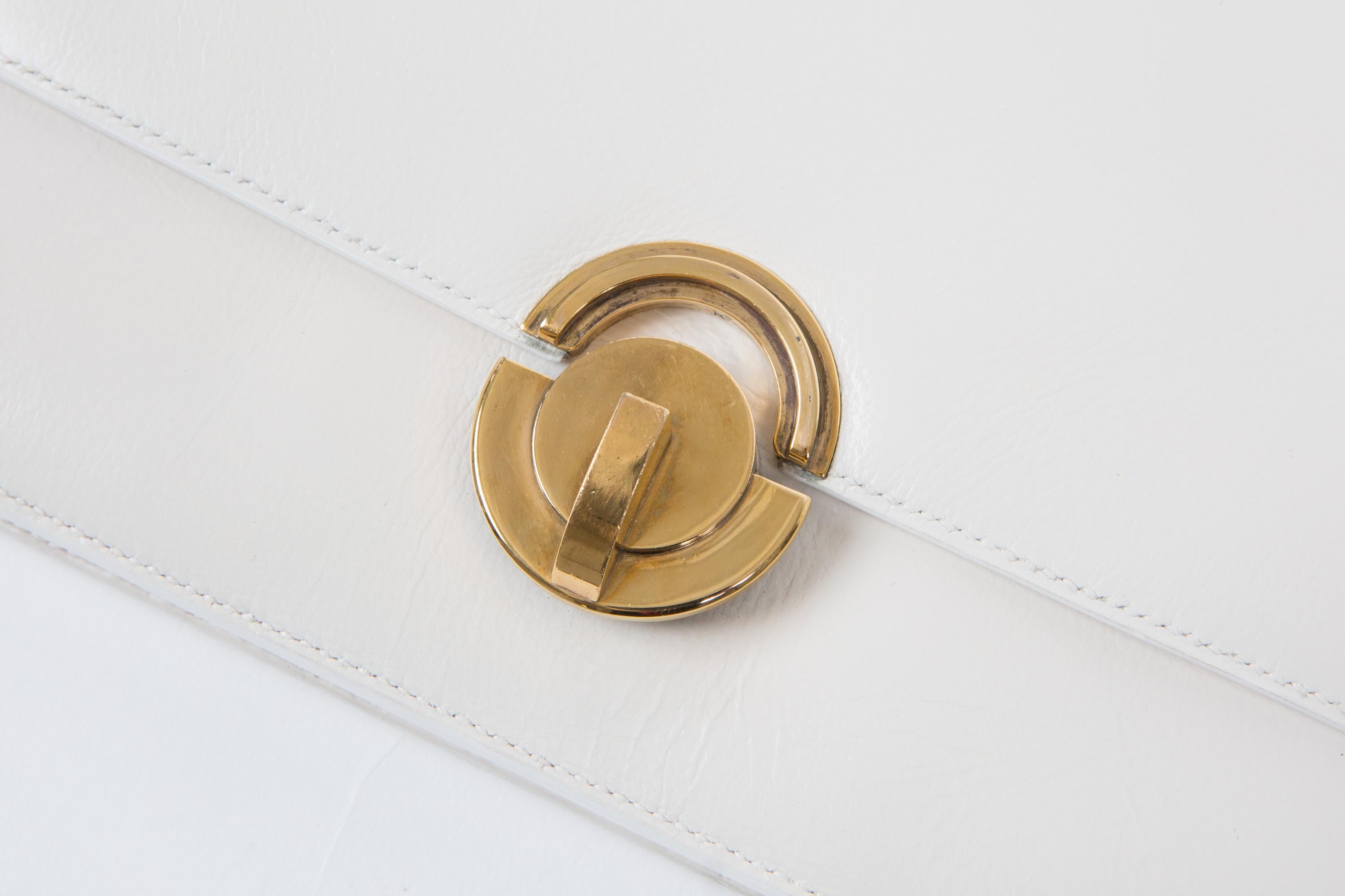 Hermes White Half Moon Calf Leather Bag 4
