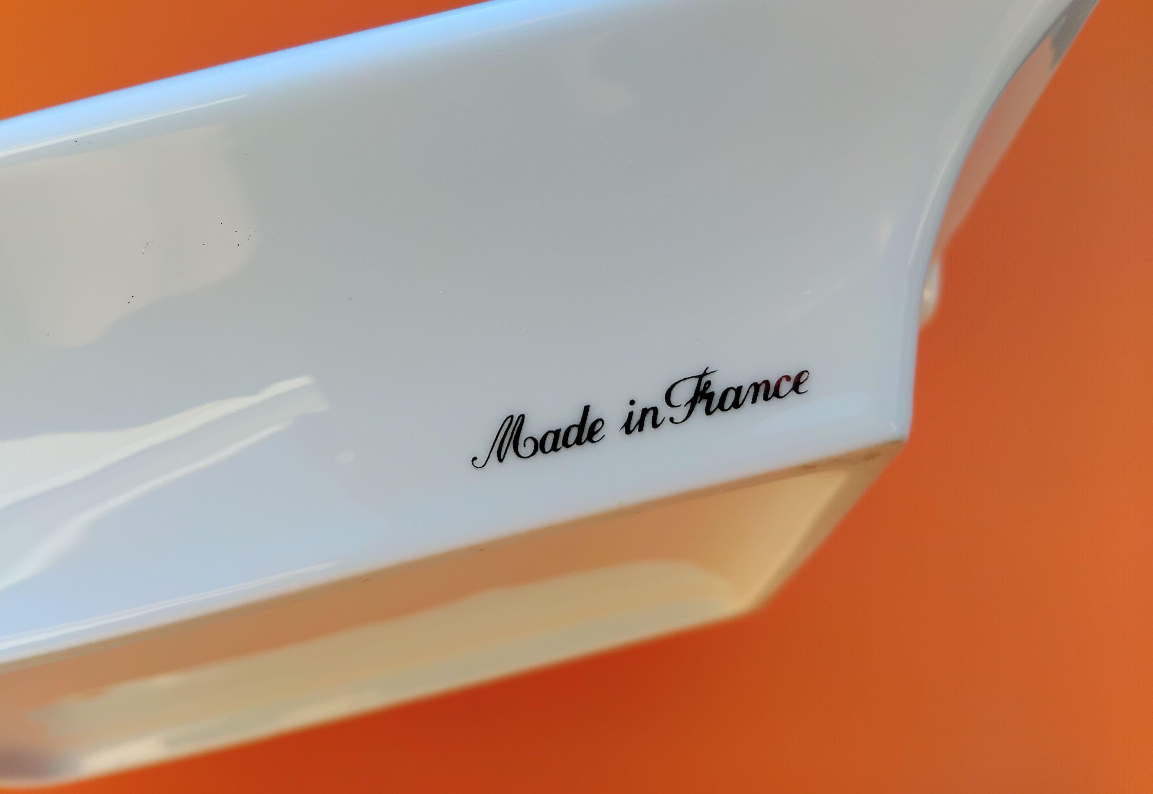 Hermès White Hermine Print Zigarren Aschenbecher ändern Tablett Porzellan und Platin im Angebot 7