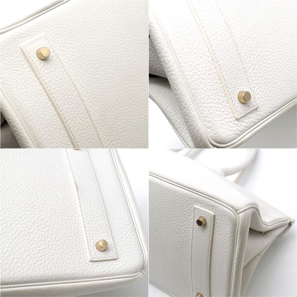 Women's Hermes White Himalaya Clemence Leather JPG Shoulder Birkin 42