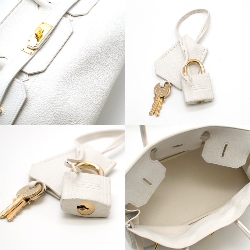 Hermes White Himalaya Clemence Leather JPG Shoulder Birkin 42 2
