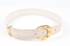 Hermes White Horseshoe Buckle Leather Belt