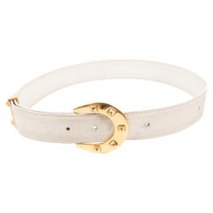 Hermes White Horseshoe Buckle Leather Belt