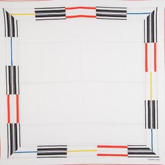 Hermes white JUMPING 90 silk twill Scarf