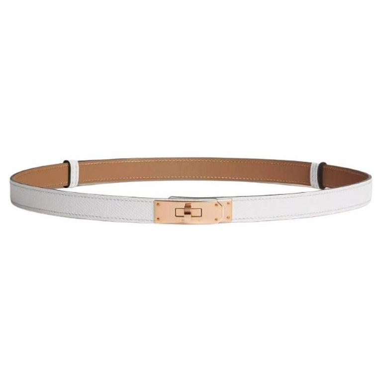 Hermes White Kelly 18 belt For Sale at 1stDibs