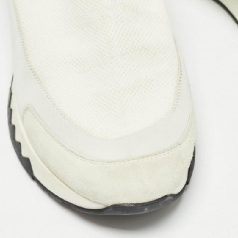 Hermes Weiß Knit Stoff Tokyo Turnschuhe Größe 38.5 im Angebot 4