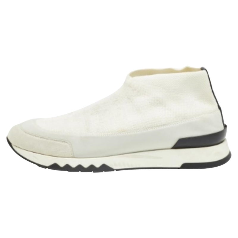 Hermes Weiß Knit Stoff Tokyo Turnschuhe Größe 38.5 im Angebot