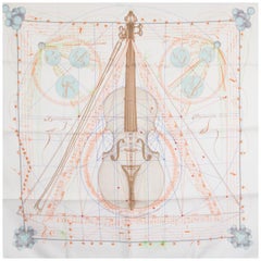 Hermes white LA MUSIQUE DES SPHERES 90 silk twill Scarf