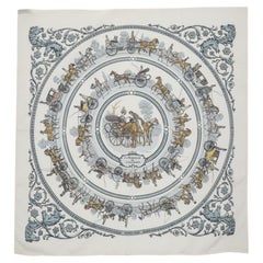 Hermes Bianco La Promenade De Longchamps Sciarpa di seta quadrata