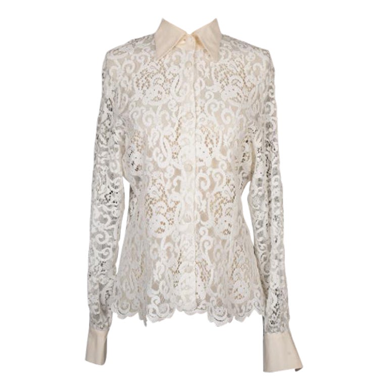 Hermès White Lace Blouse