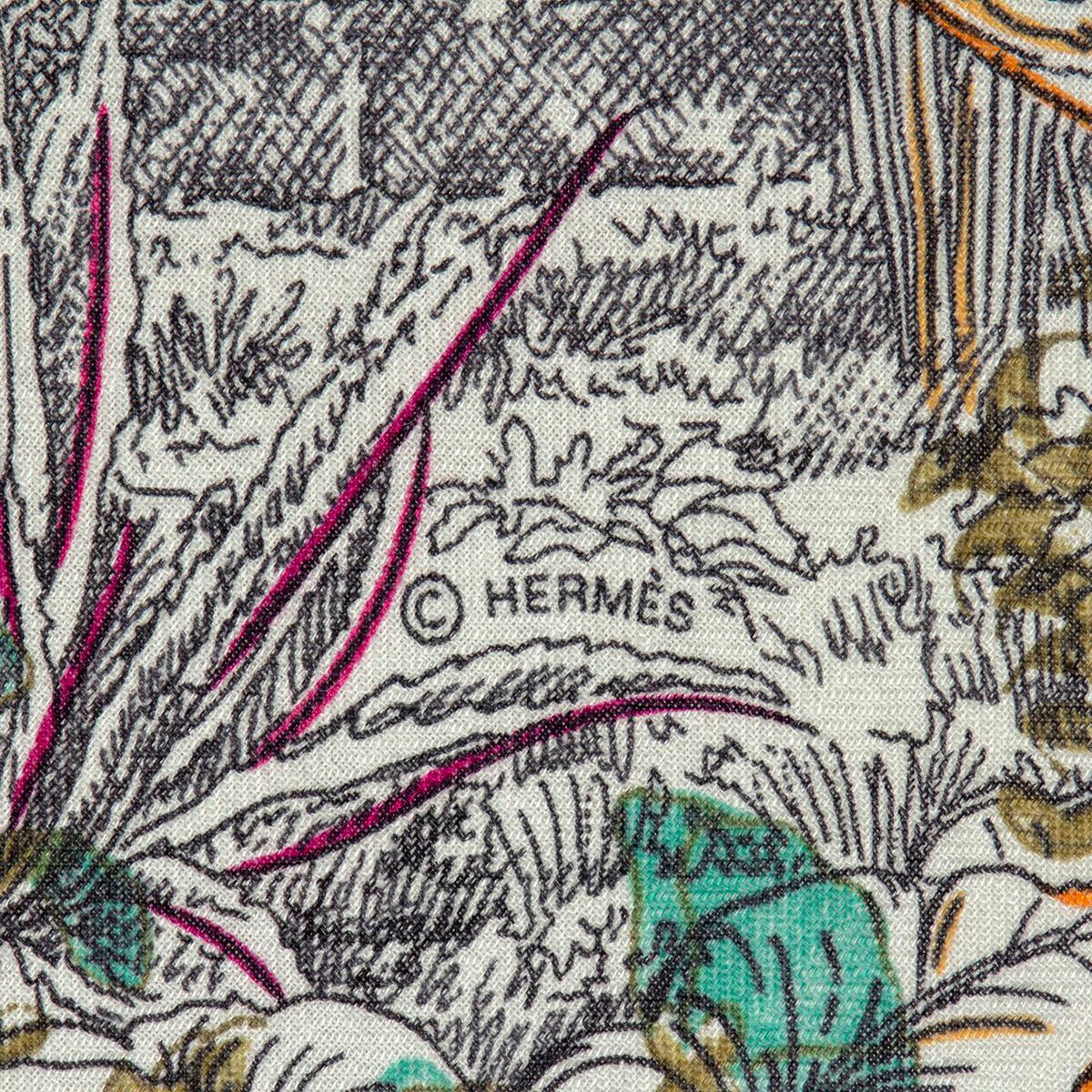Hermes weiß LE JARDIN DE LEILA AU BLOC 140 Schal Schal Kaschmir Seide 1