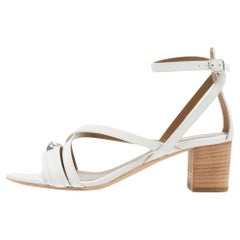 Hermes White Leather Anthinea Ankle Strap Sandals Size 38