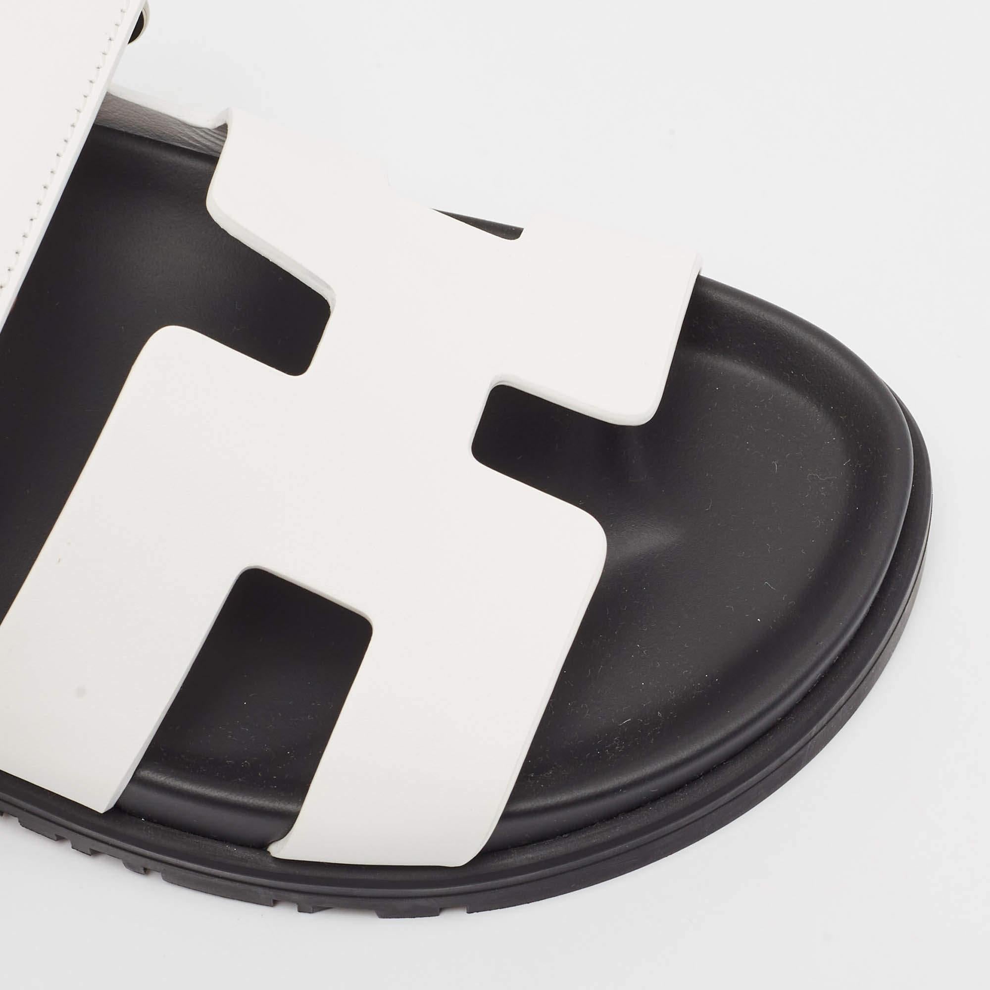 Hermes White Leather Chypre Sandals Size 35.5 2