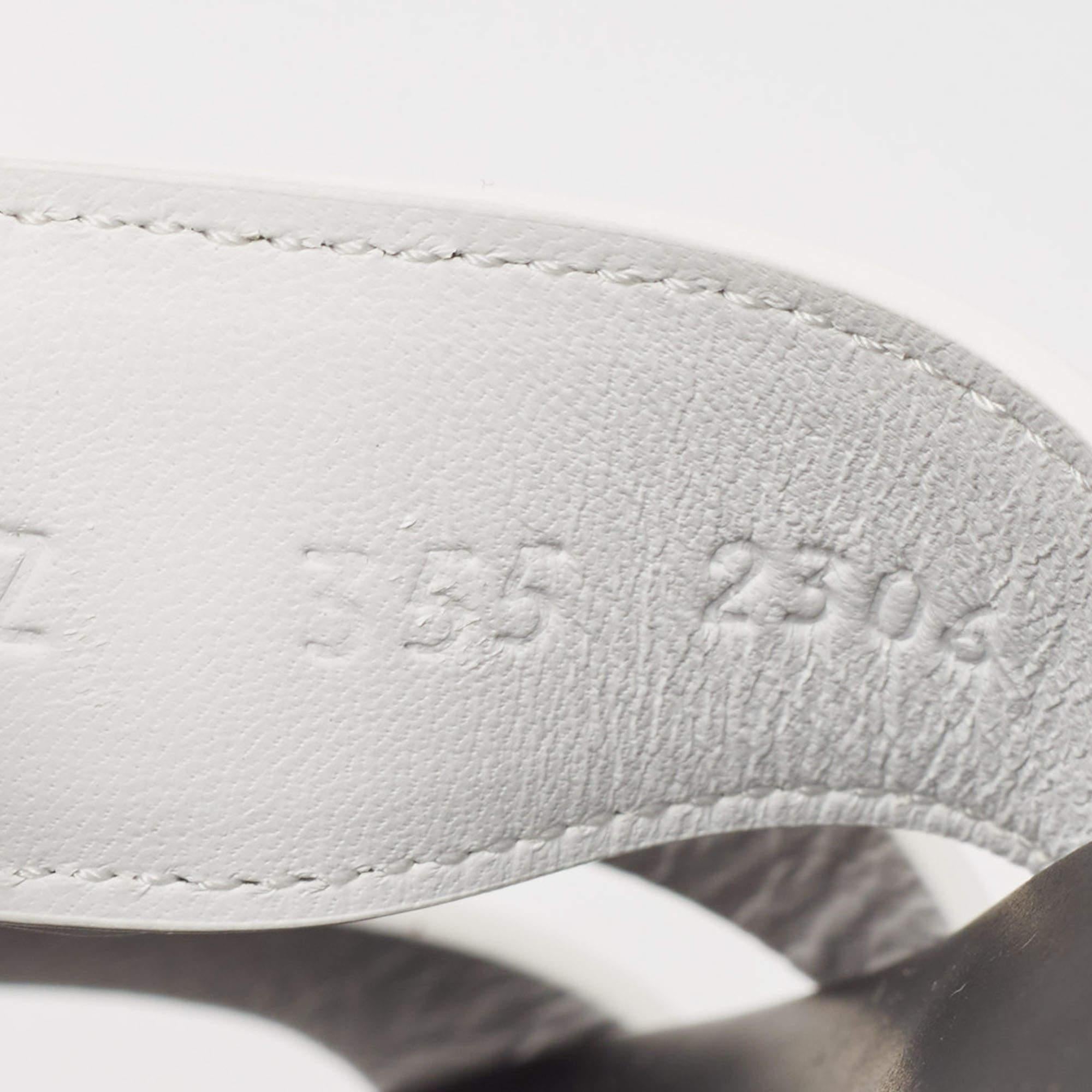 Hermes White Leather Chypre Sandals Size 35.5 3