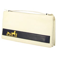 Hermes White Leather Clutch 