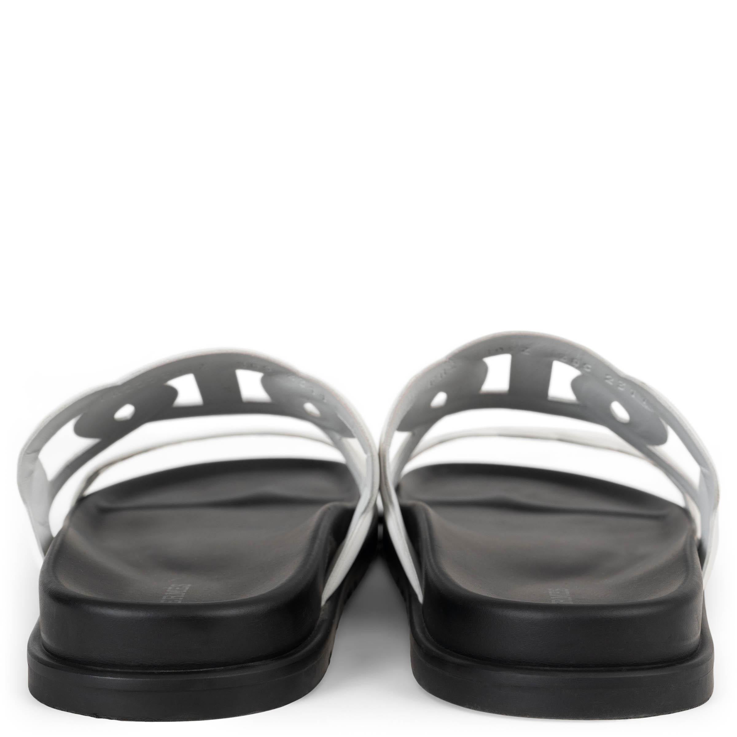 De las mujeres HERMES cuero blanco EXTRA CHAINE D'ANCRE Slide Sandalias Zapatos 38.5 en venta