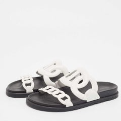 Hermes White Leather Extra Flat Sandals Size 39