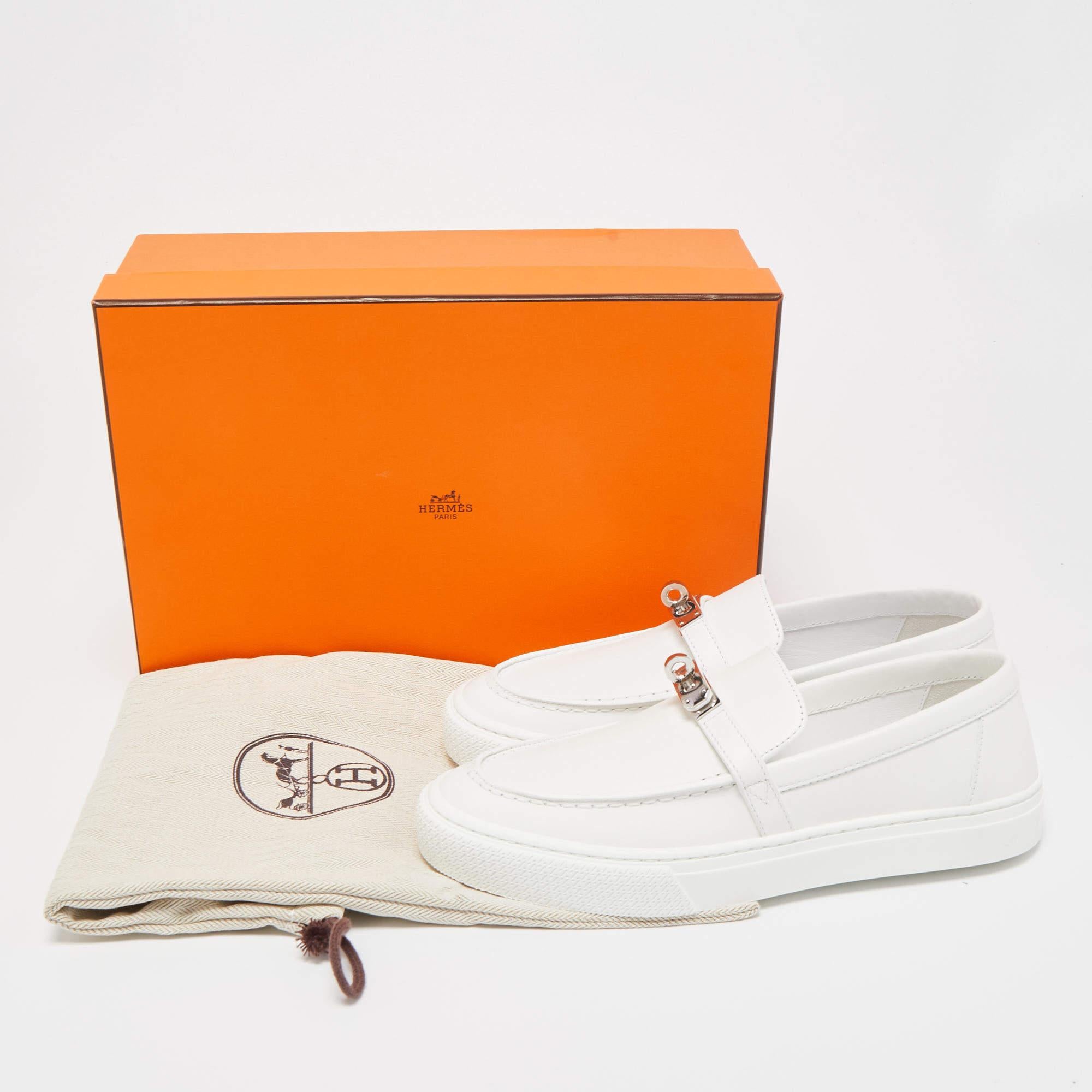 Hermes White Leather Game Loafers  4