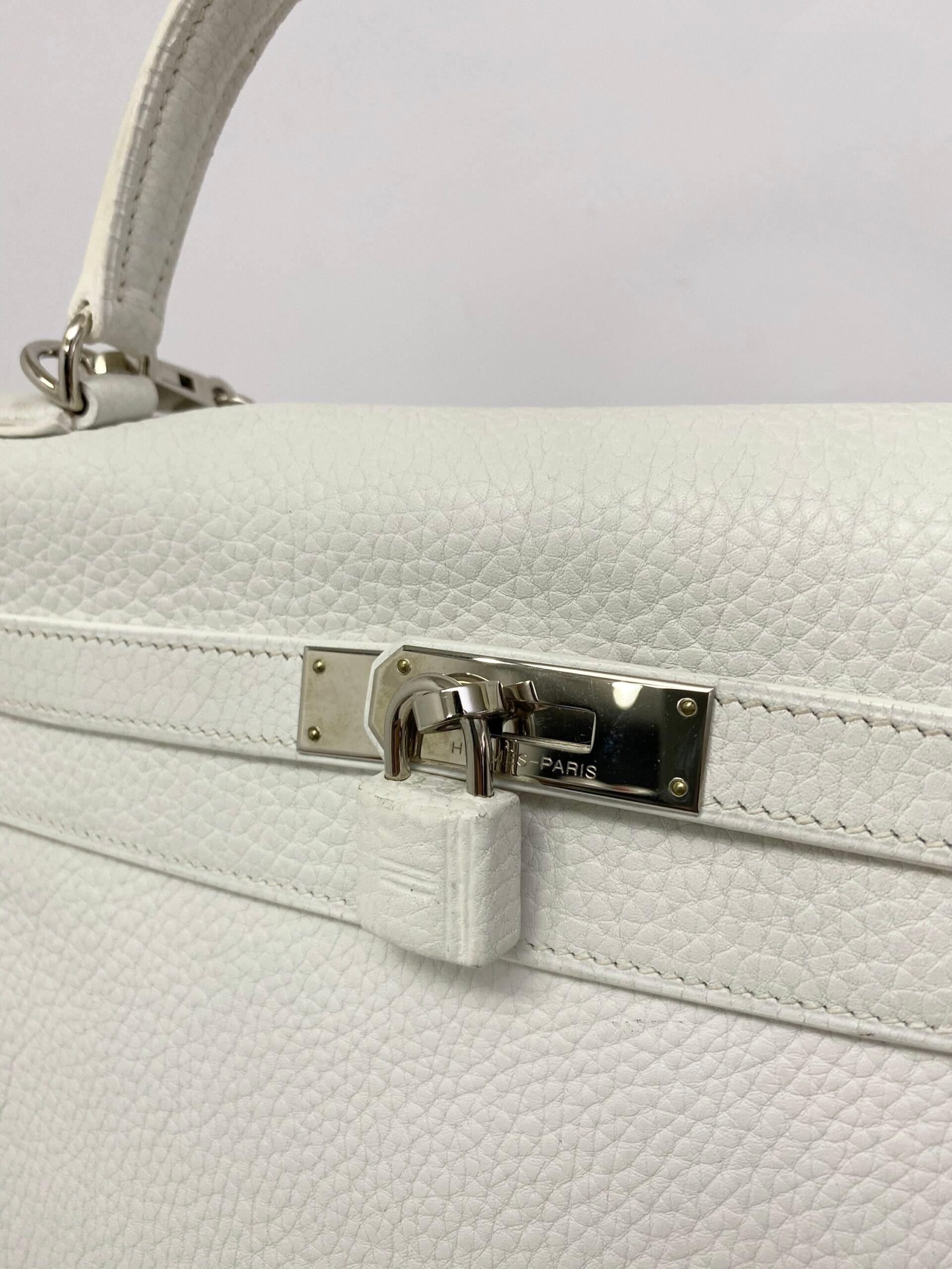 Hermès White Leather Kelly 32 Bag  4