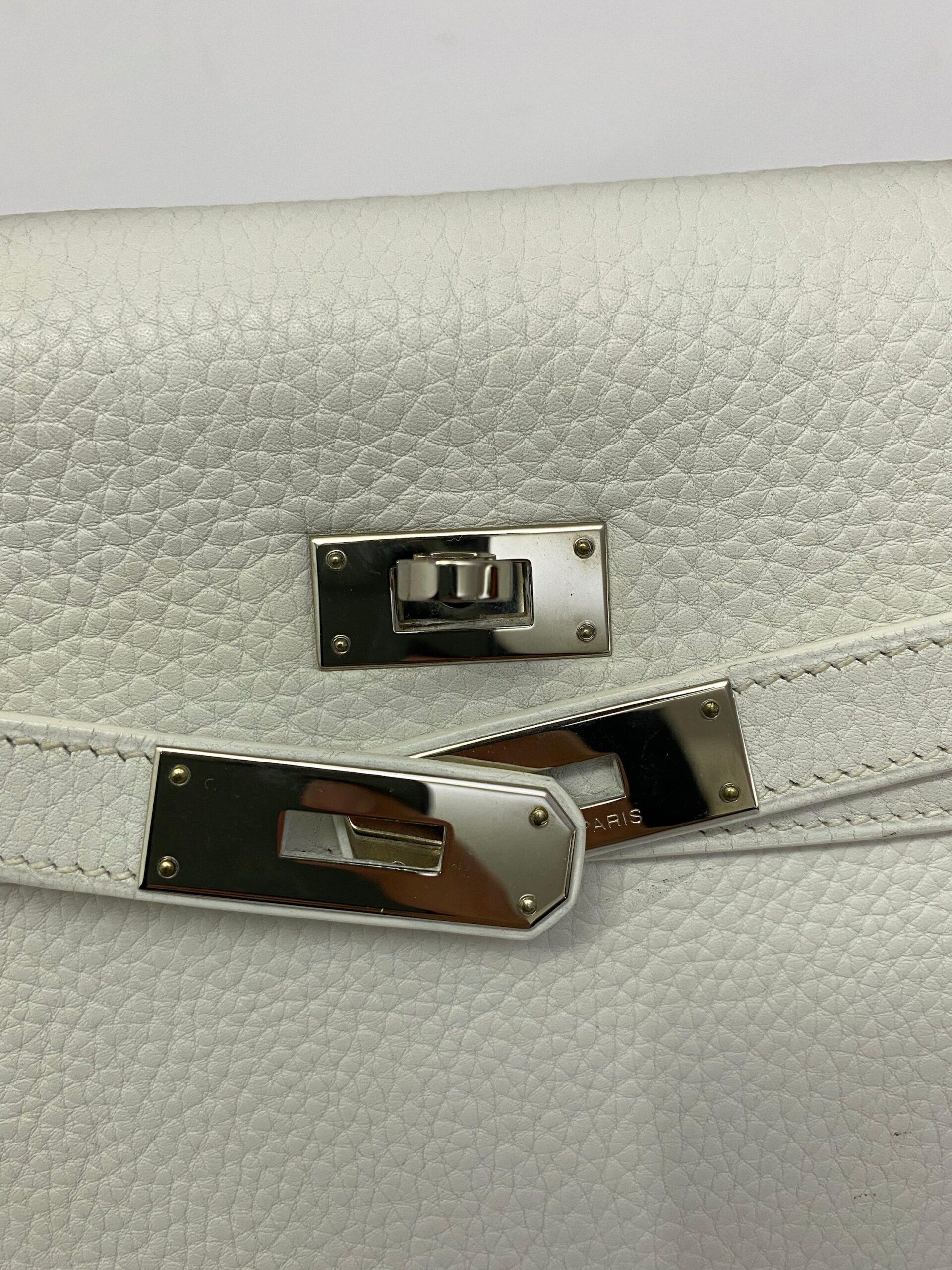 Hermès White Leather Kelly 32 Bag  6
