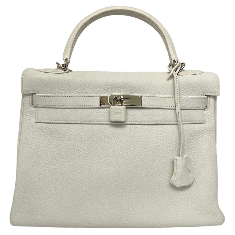 Hermès White Leather Kelly 32 Bag For Sale at 1stDibs