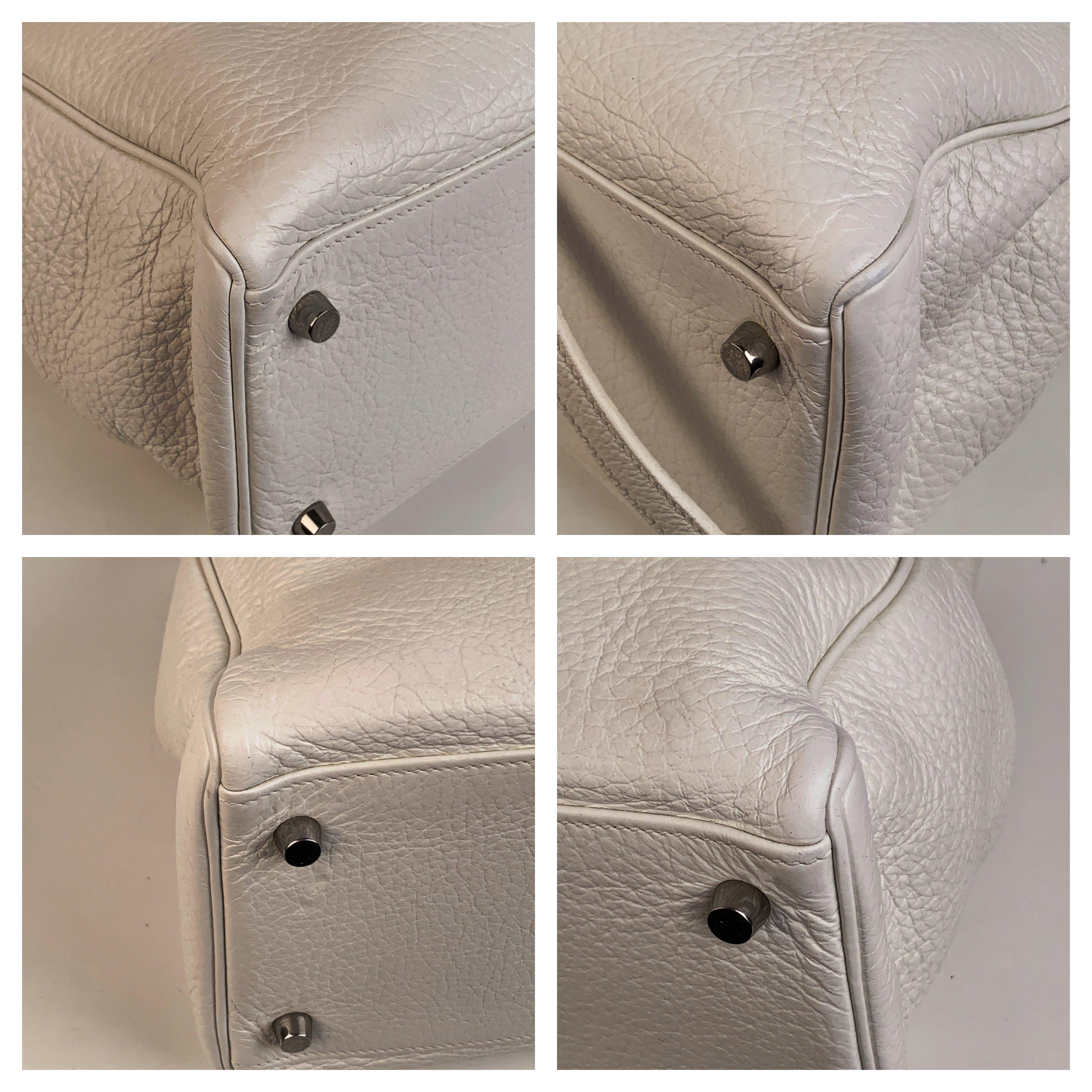 Hermes White Leather Kelly 35 Retourne Top Handle Bag Satchel 1