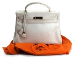 Hermes White Leather Kelly Bag