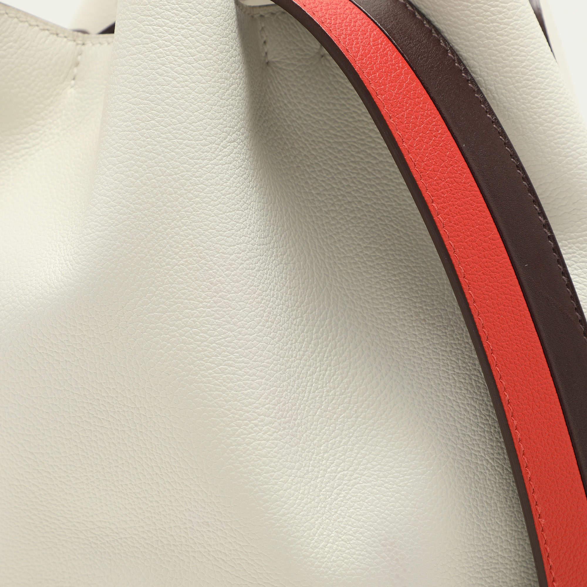 Hermes White Leather Licol 17 Bucket Bag For Sale 1