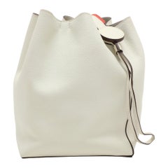 Hermes White Leather Licol 17 Bucket Bag