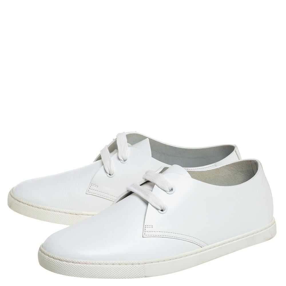 Hermès White Leather Low Top Sneakers Size 38.5 1