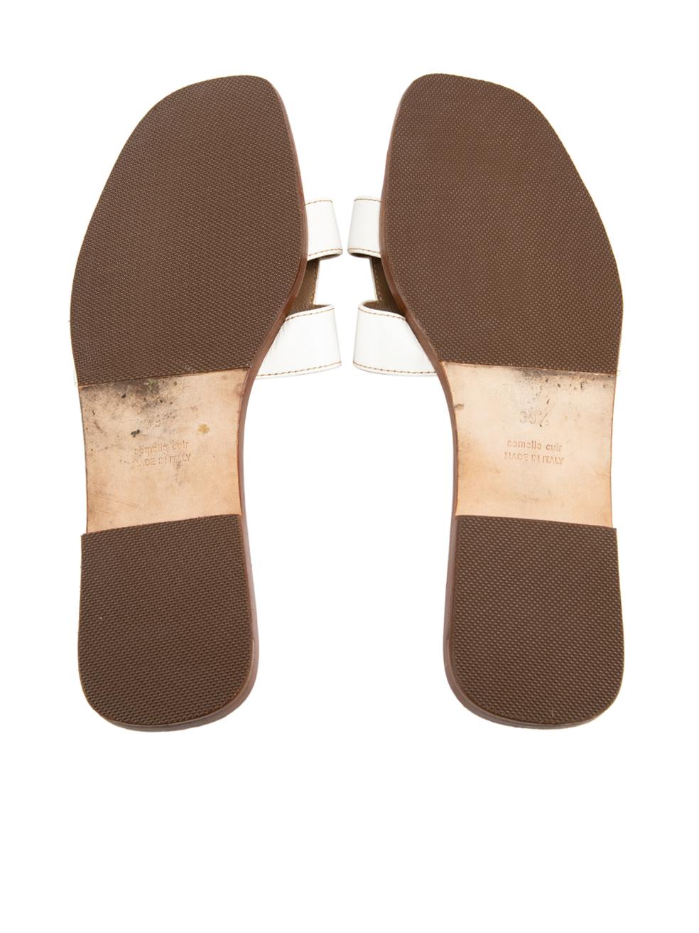 Women's Hermès White Leather Oran Sandals Size IT 39.5