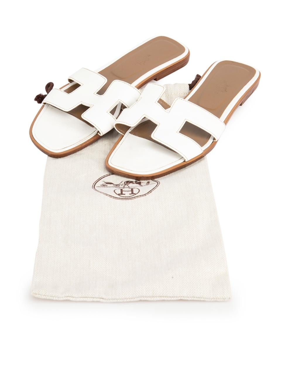 Hermès White Leather Oran Sandals Size IT 39.5 4