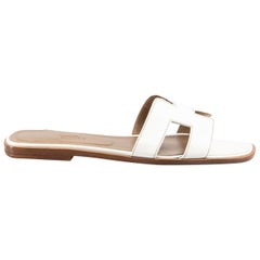 Hermès White Leather Oran Sandals Size IT 39.5