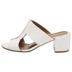 Hermes White Leather Ostia Sandals Size 36.5
