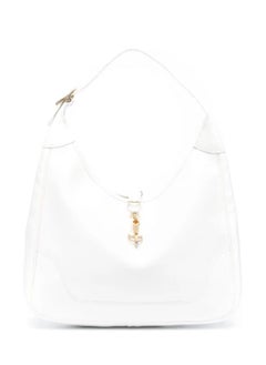 Hermes White Leather Trim Shoulder Tote Bag