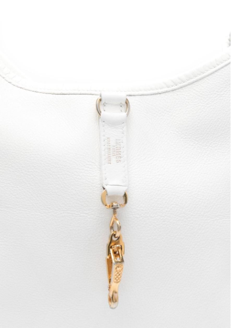 Hermes White Leather Trim Shoulder Tote Bag im Zustand „Gut“ im Angebot in Paris, FR