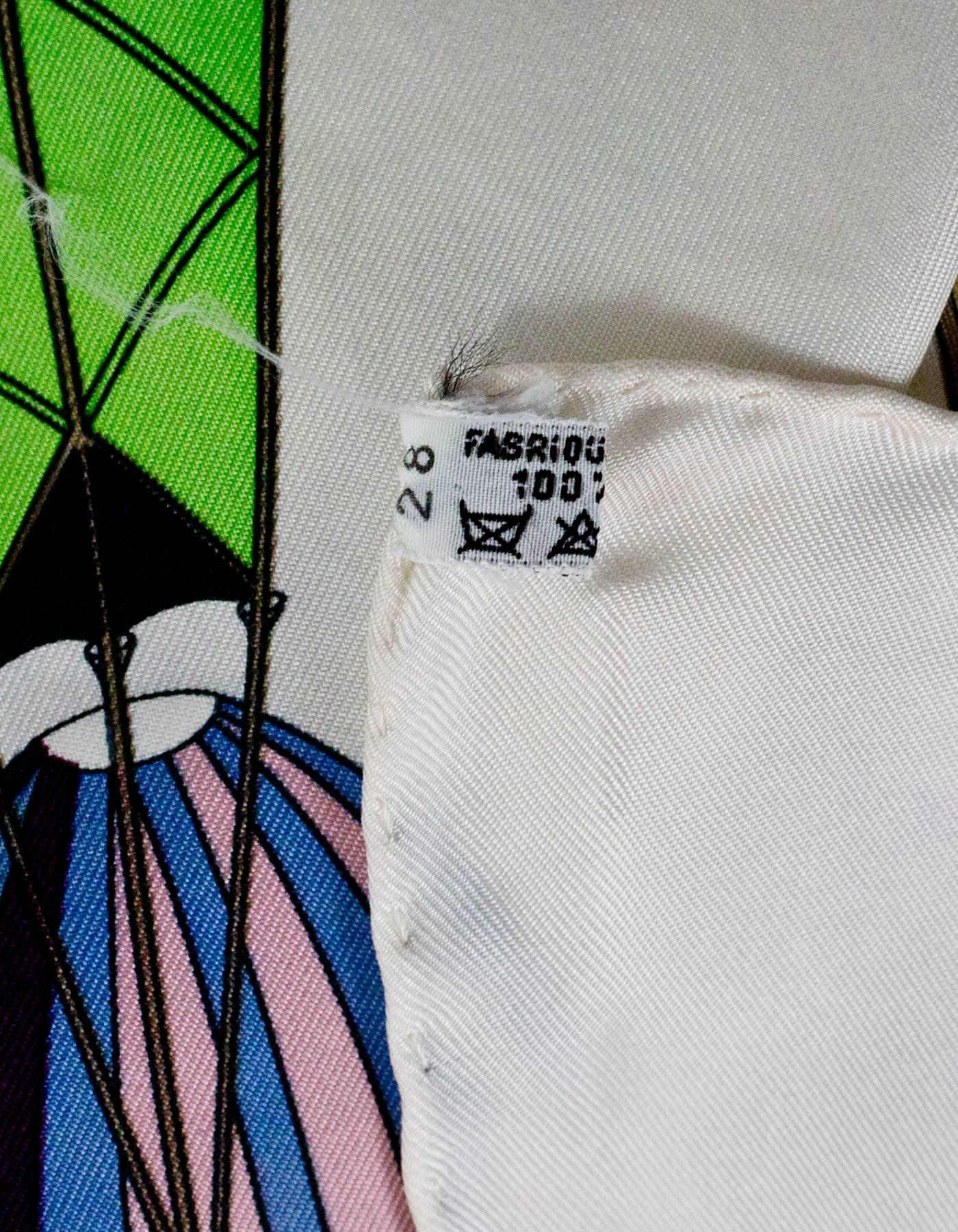 Hermes White Les Folies du Ciel 90cm Silk Scarf 4
