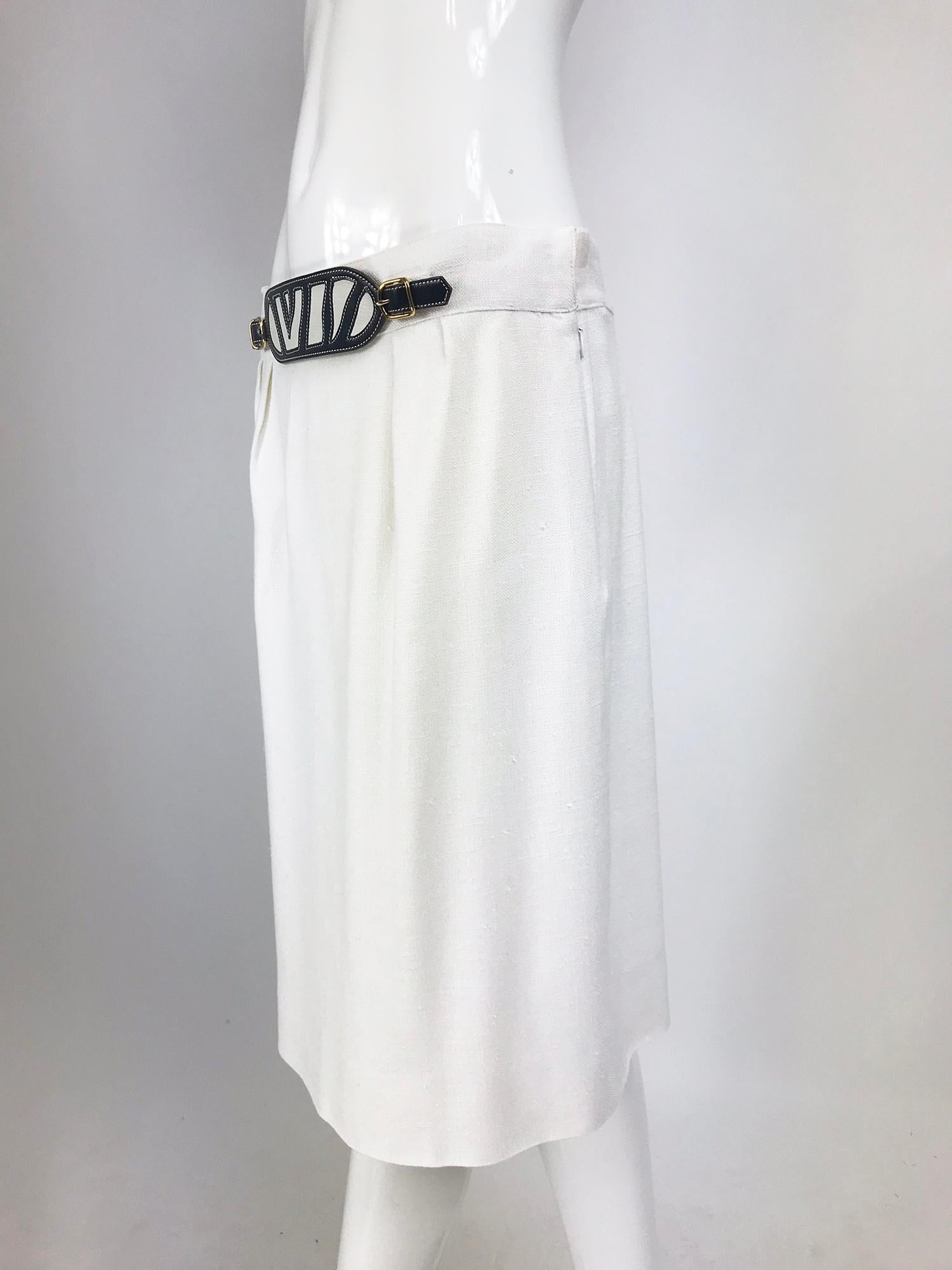navy linen skirt